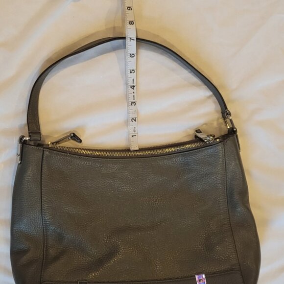 Lauren Ralph Lauren Dark Gray Pebbled Leather Hobo Bag - Picture 12 of 16